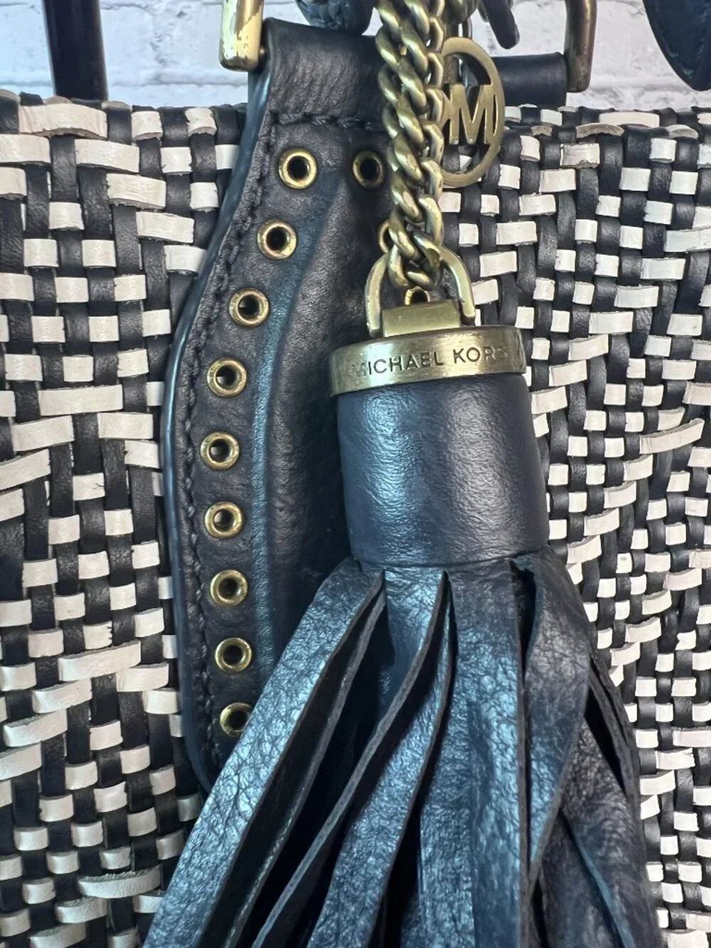 Michael Kors Brooklyn Large Woven Leather Satchel